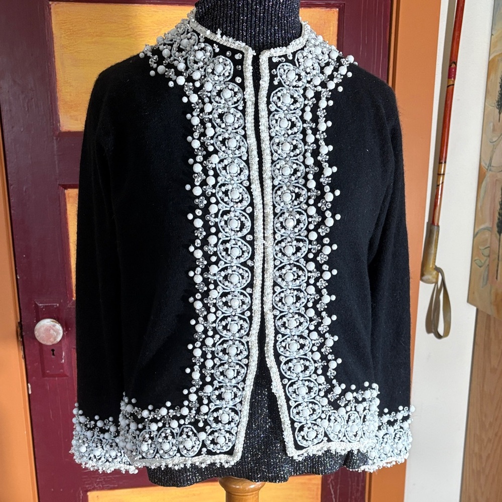 Prince Black and White Embellished Cardigan